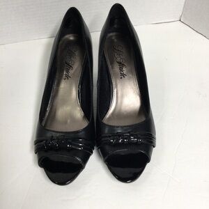 Life Stride Black Peep-Toe Heels, Sz 8.5